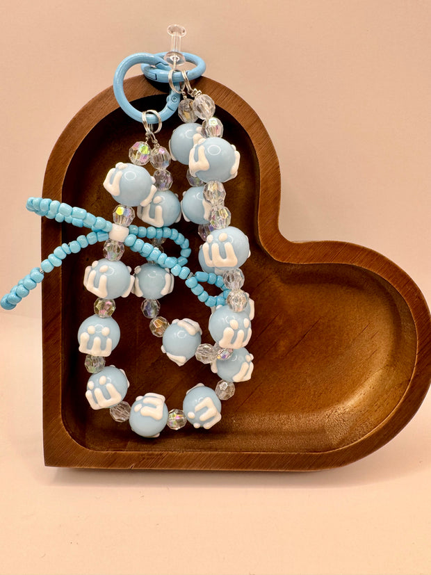 Blue Double strand Handpainted Keychain