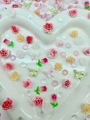 Pink Rose Bouquet Nail Charms