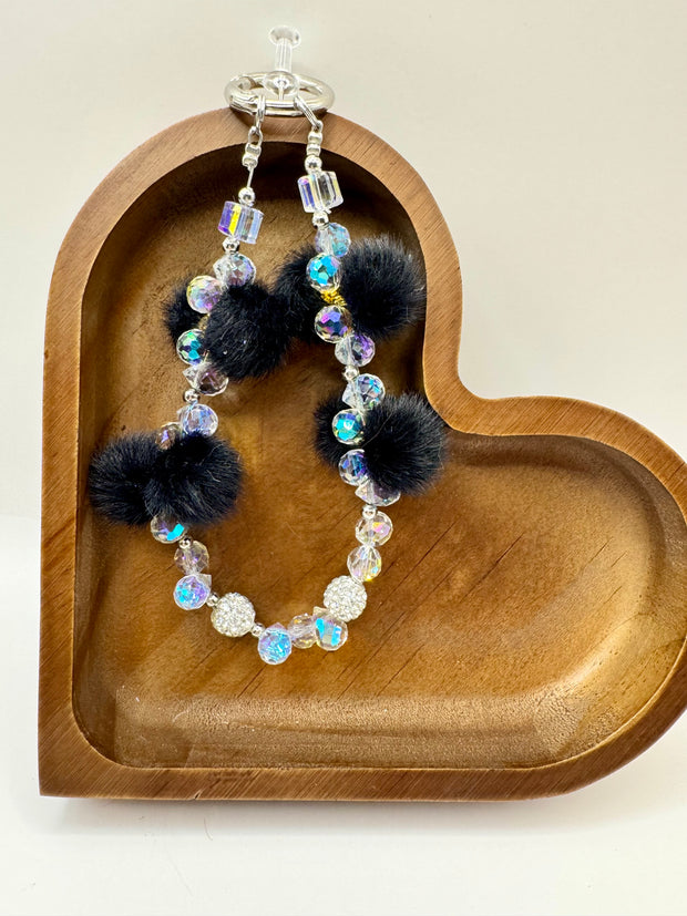 Black Pom Pom Keychain