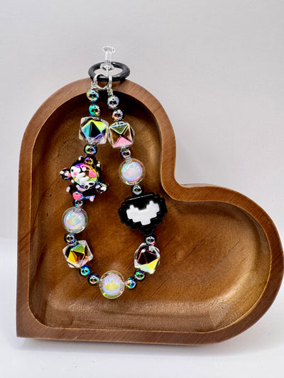 Black Handpainted Pixel Keychain